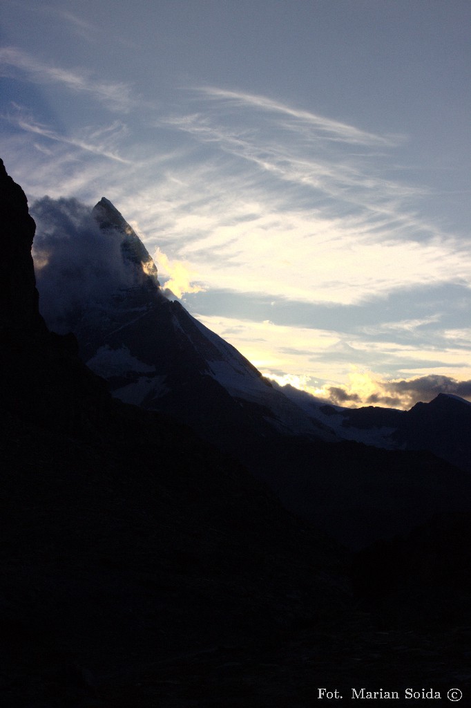 Zachód Słońca za Matterhornem