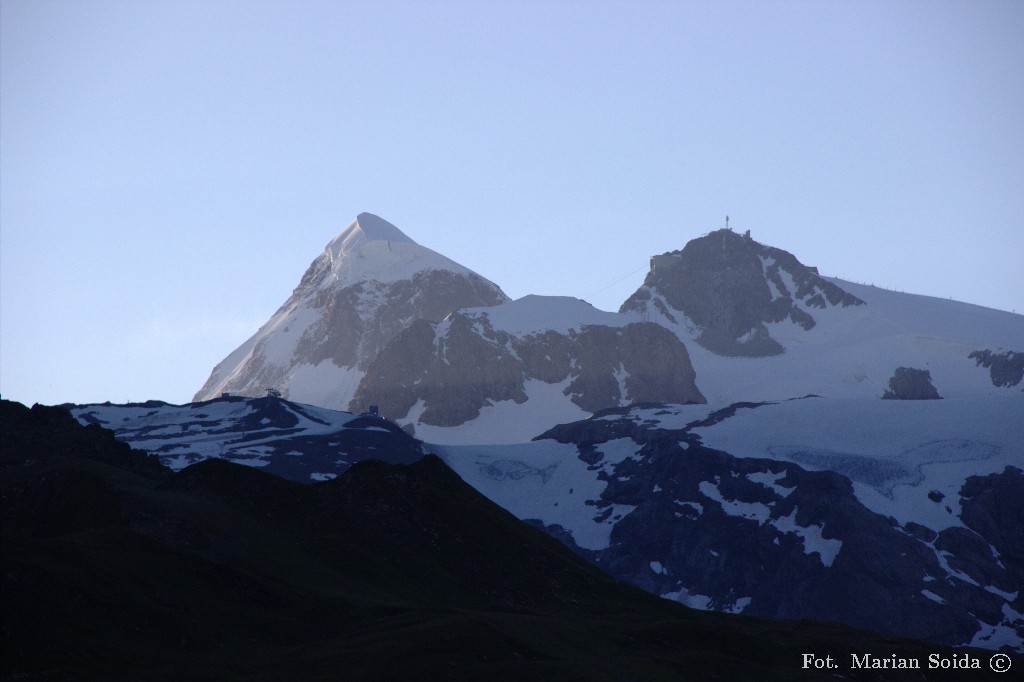 Klein Matterhorn, Breithorn spod schroniska Abruzzi
