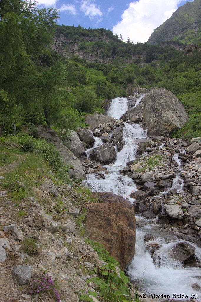 Lessachbach z licznymi wodospadami