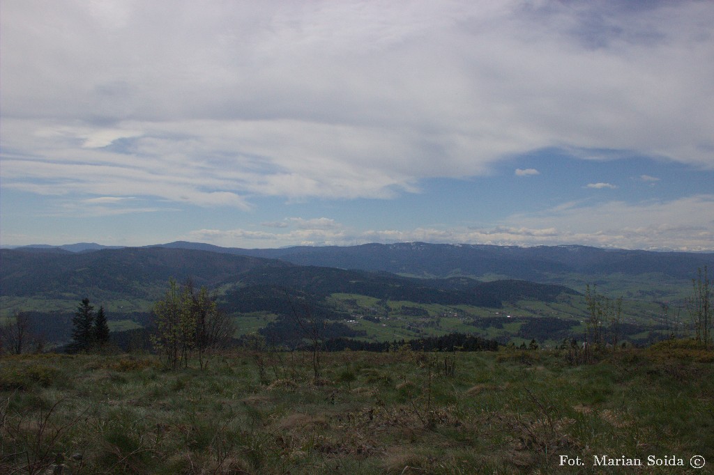 Widok na Gorce i Tatry z Ćwilina