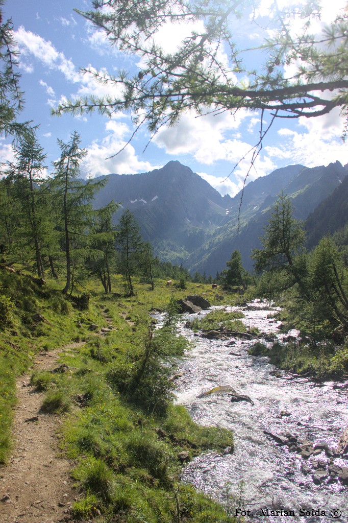 Trochę wyżej, dalej Landschitzbach i Kasereck