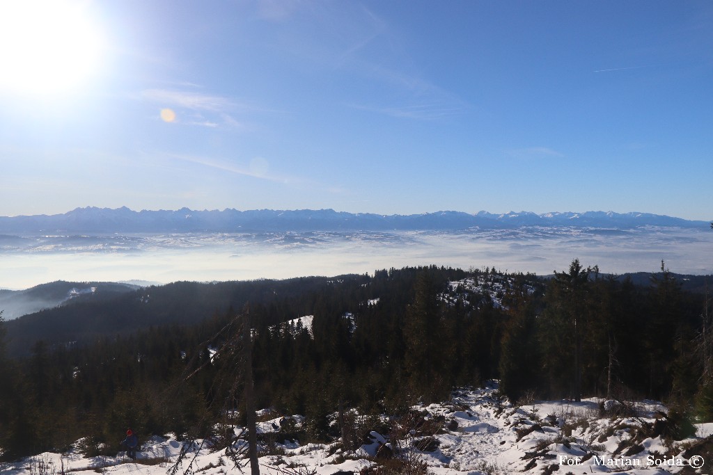 Trochę wyżej - panorama całych Tatr