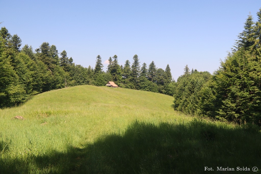 Polana Hanulowa z zachowanym szałasem