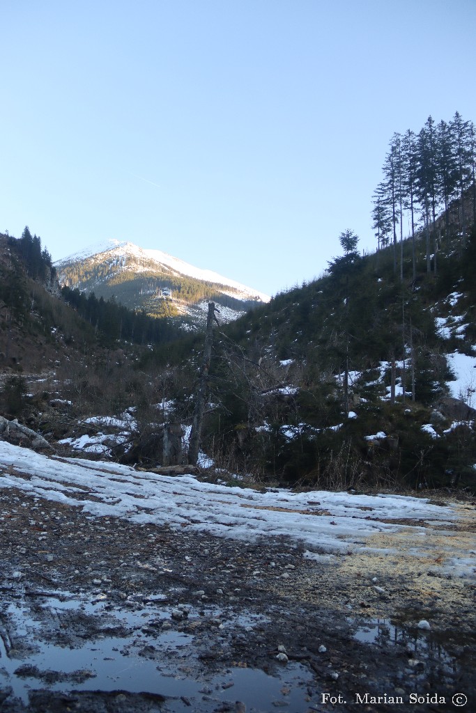 Widok na Ornak z wylotu Doliny Starorobociańskiej